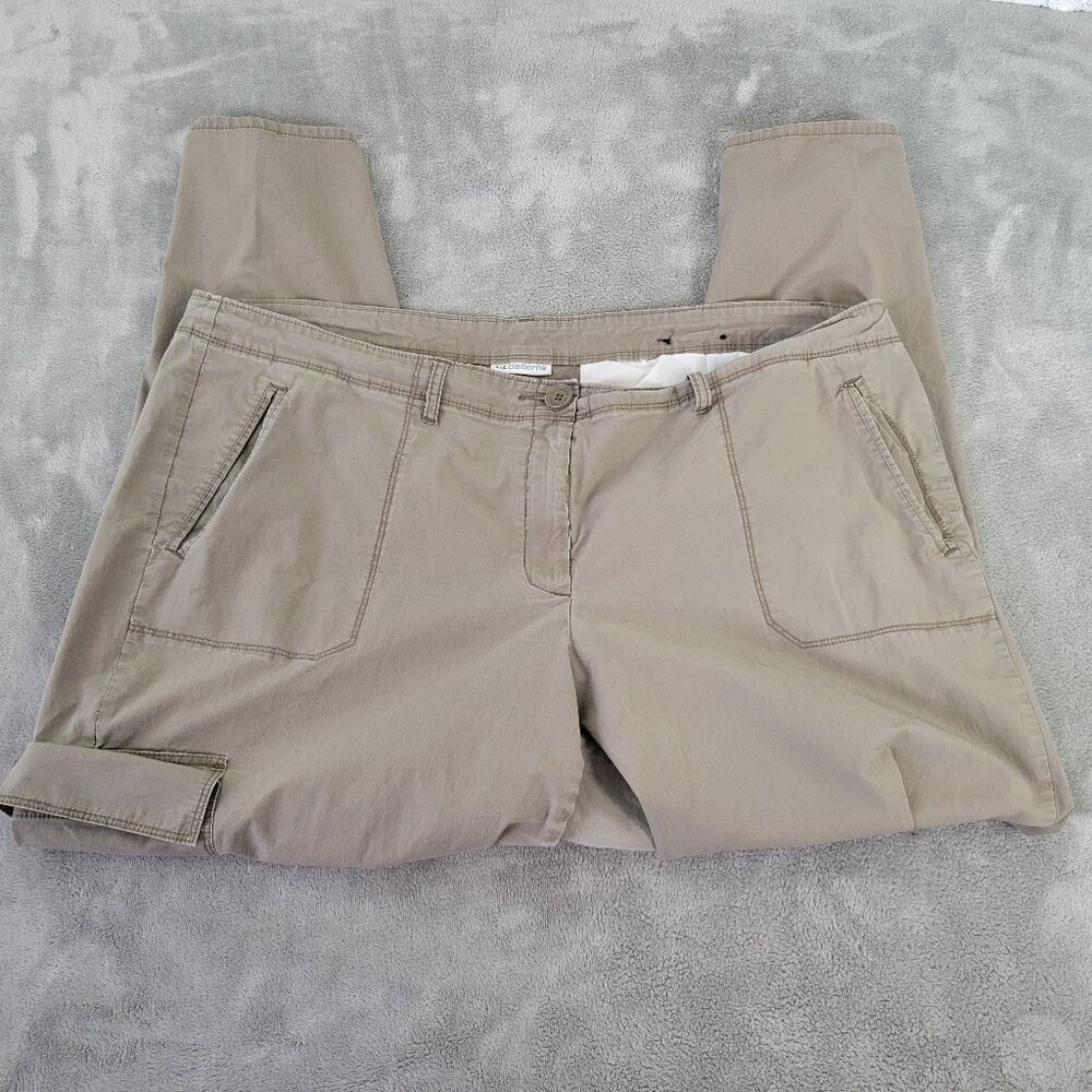 Liz Claiborne 18 Women's Capri Pants Tan Cotton‎ Blend Straight Leg BRO21E